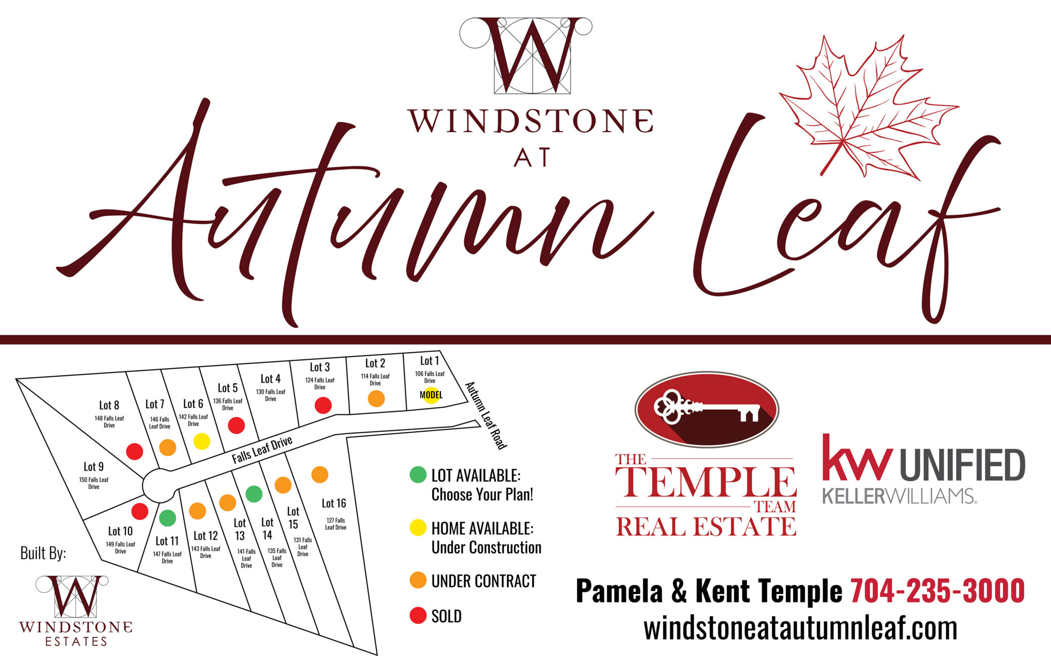 Welcome to Windstone at Autumn Leaf. New construction homes in Troutman, NC represented by The Temple Team, Keller Williams Unified.